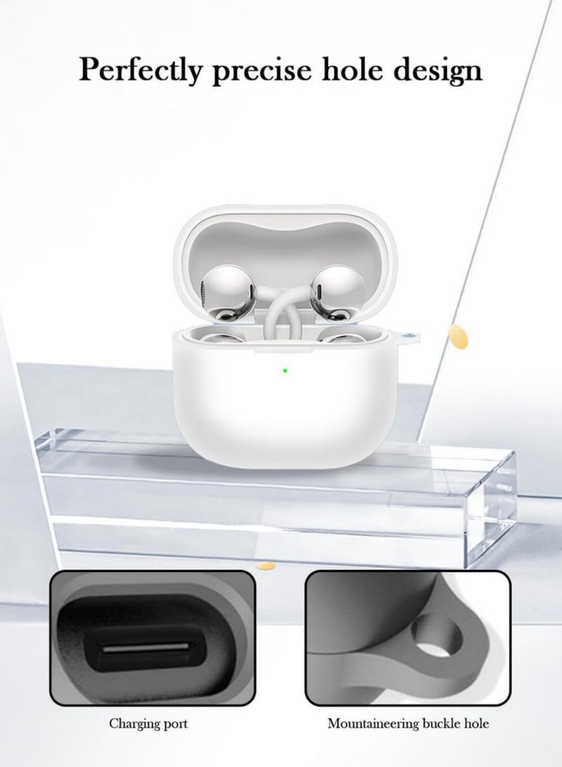 Adando for Huawei FreeClip 2 Case, Soft Silicone Protective Case for Women Men, Huawei FreeClip 2 Cases Cover Accessories with Keychain (White) - Image 4